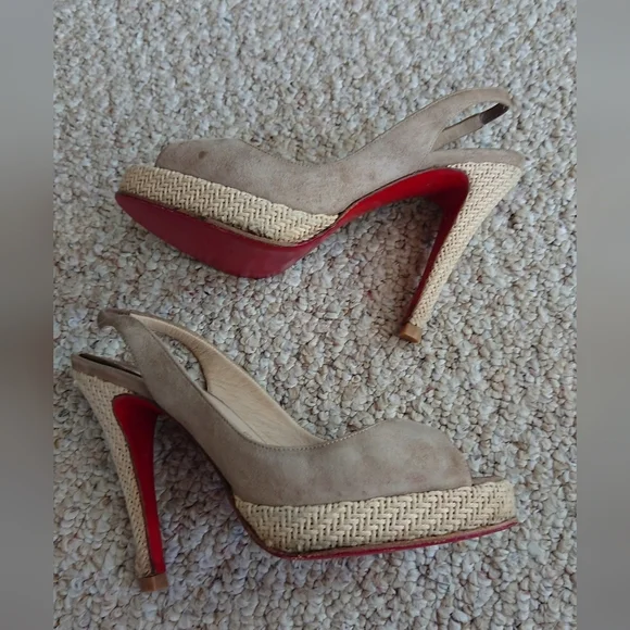 Christian Louboutin Tan Slingback Sandals